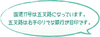 国道17号を渡って細い通りを抜けると…